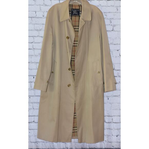 Burberry Vintage Trench Coat Khaki With Nova Check Pattern Liner Unisex - Picture 2 of 14